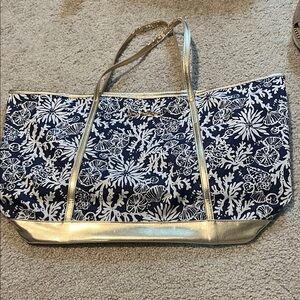 Lilly Pulitzer Navy and Gold Tote Bag